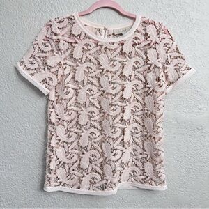 LOFT Soft Pink Paisley Crochet Knit Top Cover Up XS